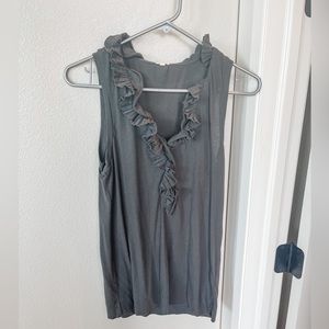 J CREW grey tank top with ruffles